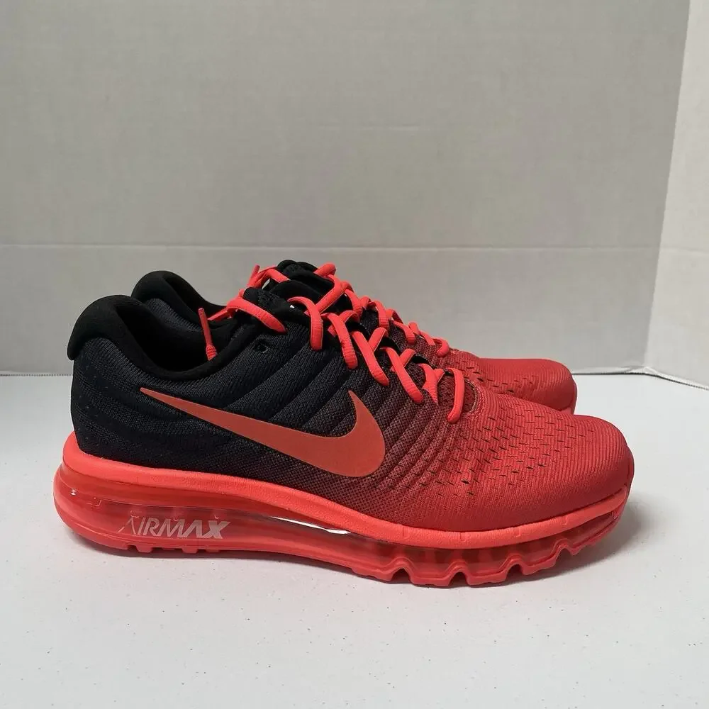 Nike Air Max 2017 Bright Crimson 849559 600 Size 9.5 Red Black Low Top Sneakers